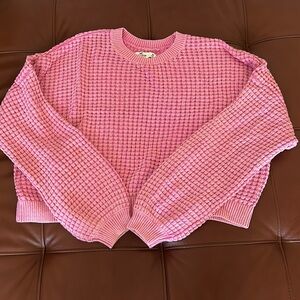 cropped waffle hollister sweater